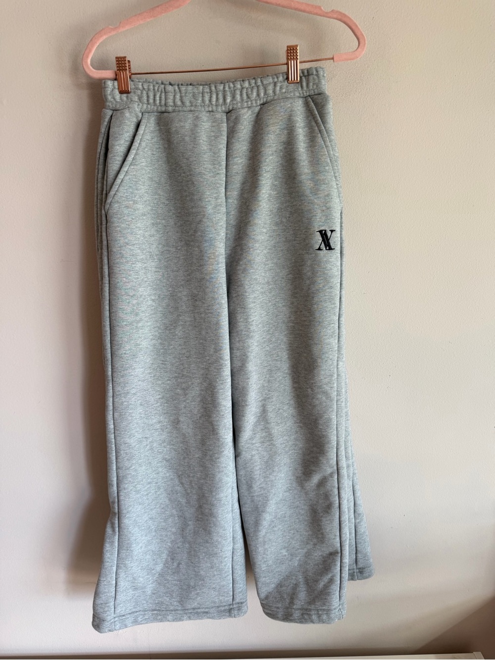 Avandress Heather Gray Wide Leg Snap Button Sweatpants AV Logo Small